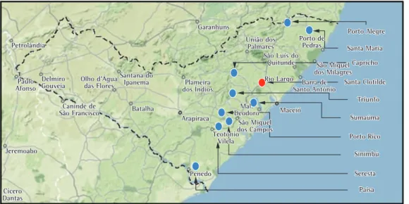 Figura 1. Mapa de localização das usinas da CRPAAA.