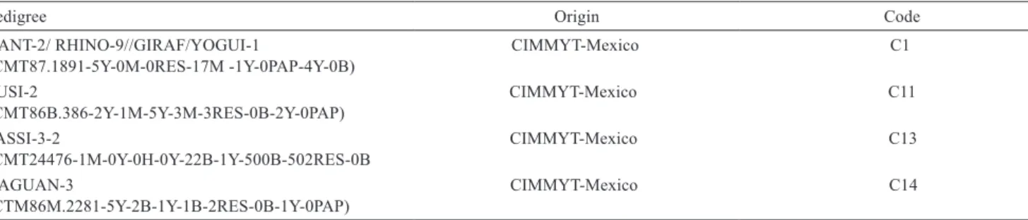 Table 1 - Pedigree and origin of triticale lines