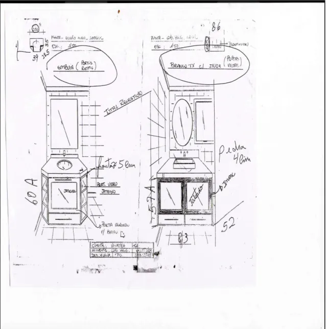 Figura 3: desenho de dois gabinetes projetados para banheiro. 