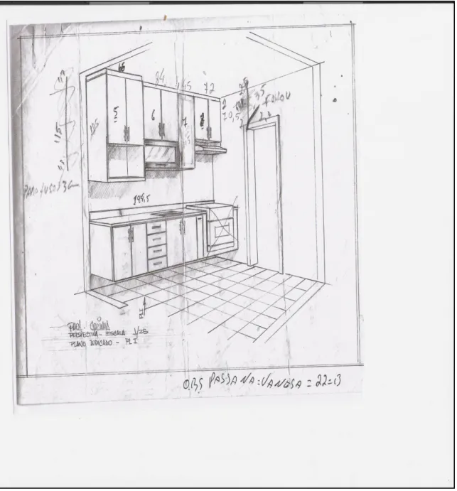 Figura 5: desenho de um armário projetado para cozinha  Segundo M2, a leitura é realizada da seguinte forma:  