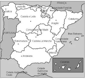 Ilustração 8 – Mapa de Espanha por Comunidades  Autónomas