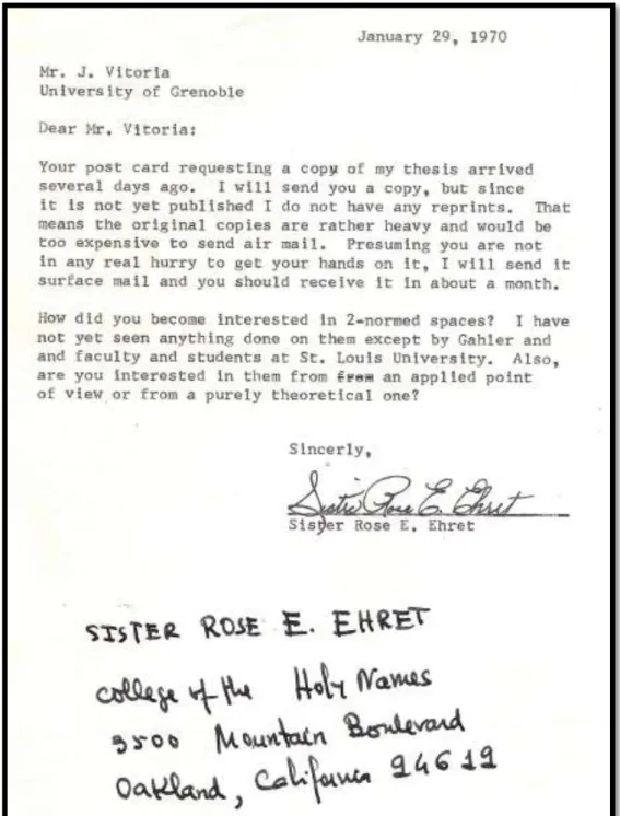 Figura 9: Carta de Ehret enviada a José Vitória datada de 29/01/1970