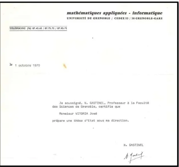 Figura 7: Declaração de Nöel Gastinel datada de 1/1/1970  