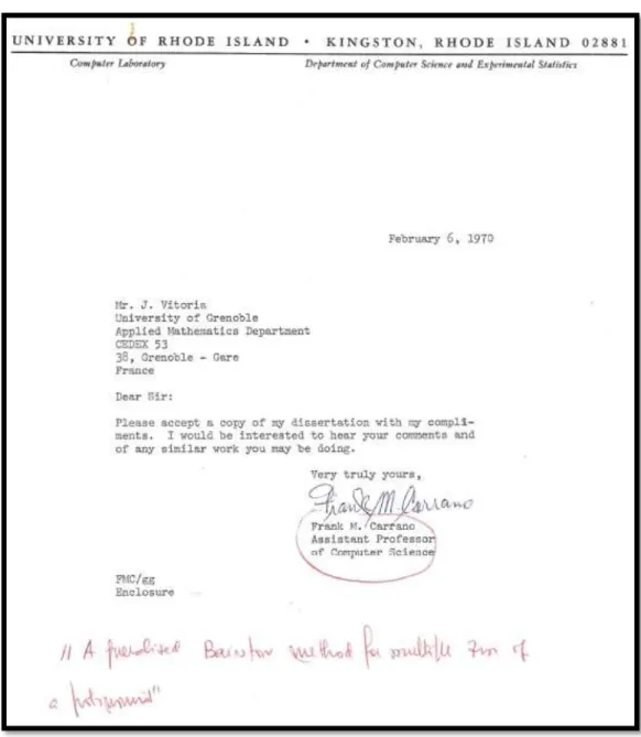 Figura 8: Carta de Frank Canavarro enviada a José Vitória datada de 6/2/1970 