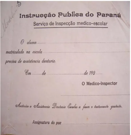 Figura 5. Autorização de assistência dentária  Fonte: Memorial Lysimaco Ferreira da Costa