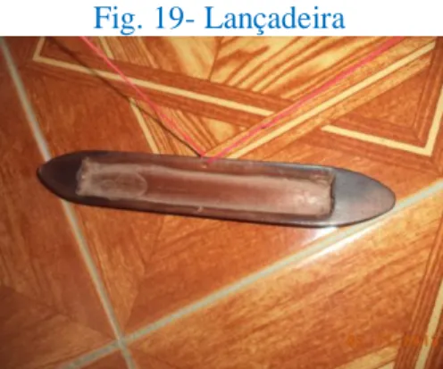 Fig. 20- Canela com o fio de trama  Fig. 21- Lançadeira com canela 