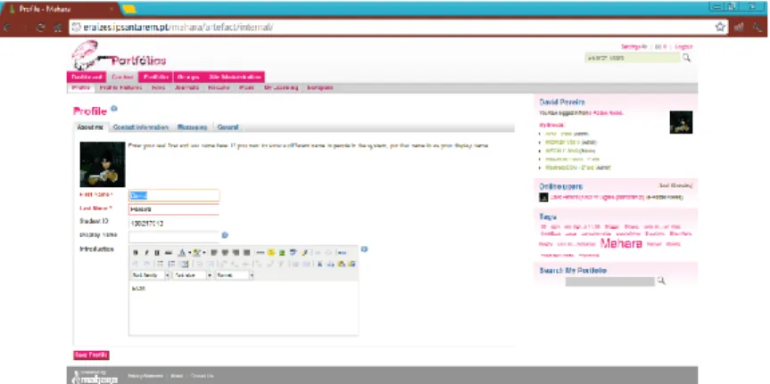 Fig. 7 – Vista do Profile – About me 