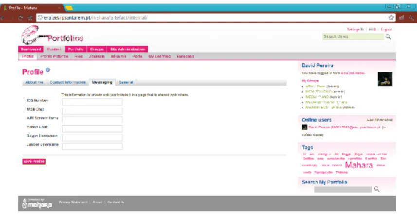 Fig. 9 – Vista do Profile – Messaging 