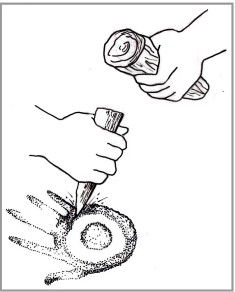 Fig. 3.5 – Técnica de Percussão Indirecta  (Desenho da autora) 