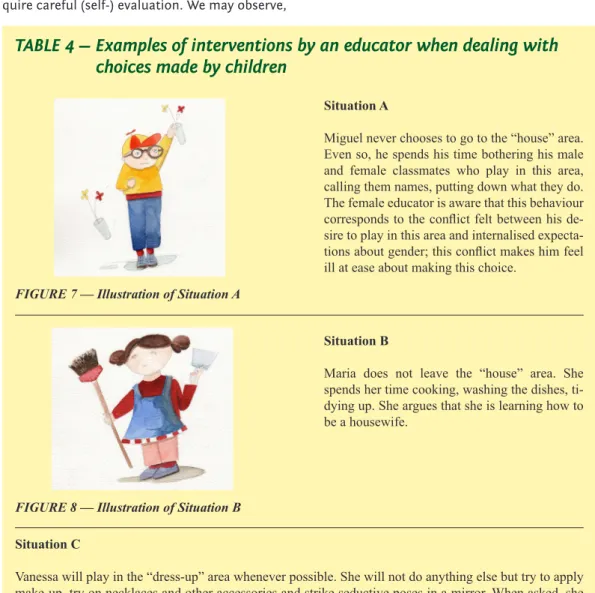 TABLE 4 — Examples of interventions by an educator when dealing with                     choices made by children