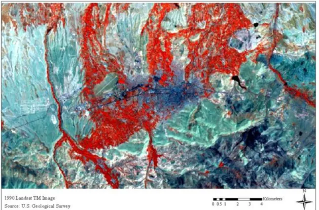 Figure 3-3: Study area profile with Landsat image (2000)  
