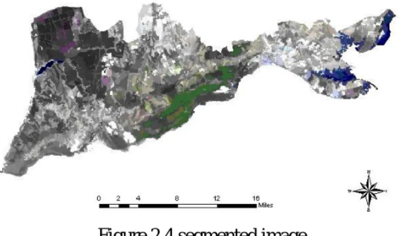 Figure 2.4 shows one of the segmented images for the Landsat image of 2000.   
