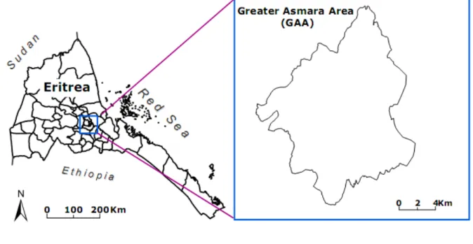 Figure 1. Location of the study area (Data source: MoLWE, Department of Land, 2010). 