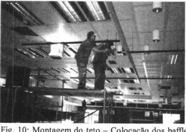 Fig.  10:  Montagem do  teto - Colocação  dos bafiles 