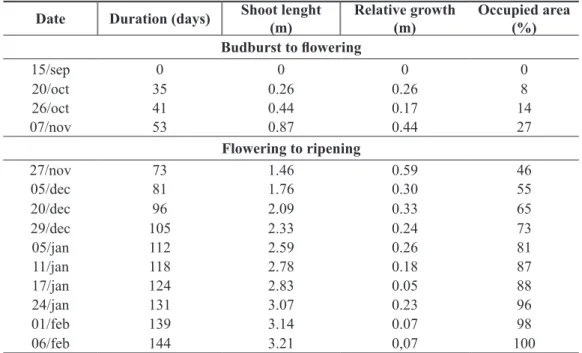 FIGURE 2 – Estimation of global solar radiation intercepted by a grapevine trained to a vertical trellis  system considering the total global solar radiation incident on the east, west, and top faces of  the canopy