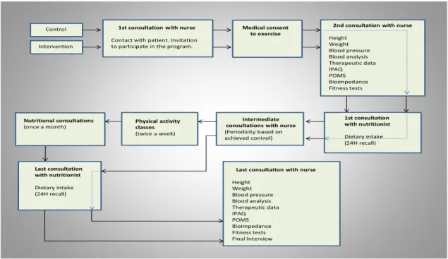 Figure 3 schematizes the intervention study after inclusion  in the control and intervention groups