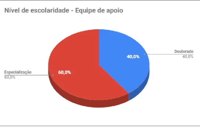 Figura 6 – Nível de escolaridade da equipe de apoio. Dados obtidos a partir das entrevistas 