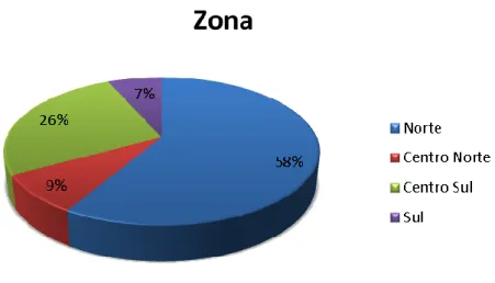 Gráfico 2.4.3 Caracterização da amostra por zona 