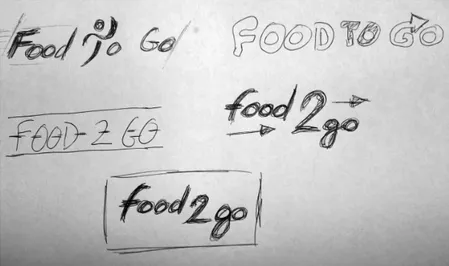 Figura 49 Esboços da marca gráfica da Food2go, fonte: Elaboração própria 