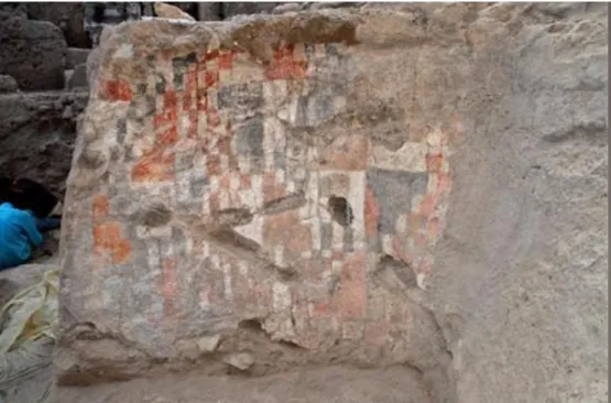 Figure 1 view of a painting uncovered at Djade al-Mughara Neolihic site, northeast of the Syrian city of Aleppo, in this September  2007  handout  photo