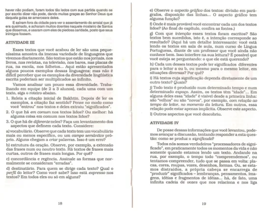 Figura 7: Capítulo 1  –  Apresentação dos gêneros do discurso (1992, p. 18-19). 
