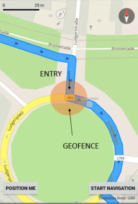Figure 1: Typical Geofence at one of the decision points
