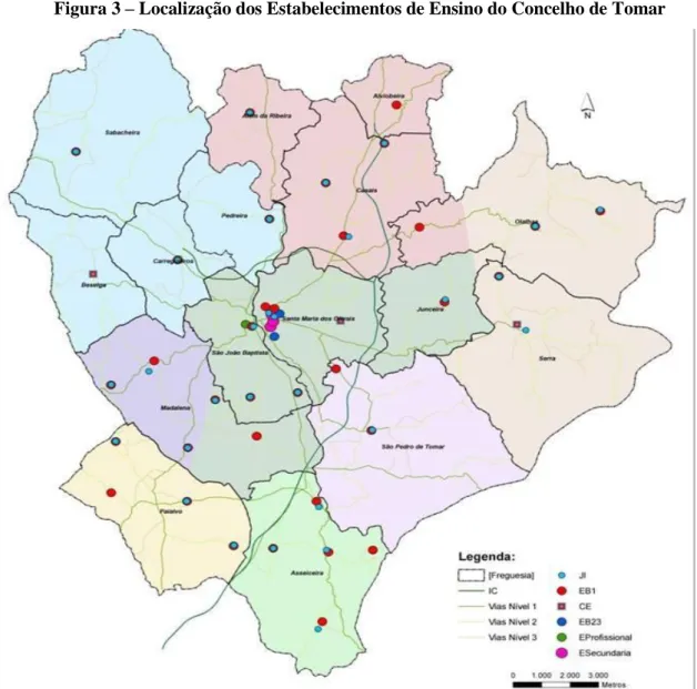 Figura 3 – Localização dos Estabelecimentos de Ensino do Concelho de Tomar 