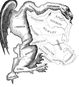 Figura 9 - Cartoon original do círculo eleitoral com a forma de salamandra (Levit &amp; Wood, 2010)