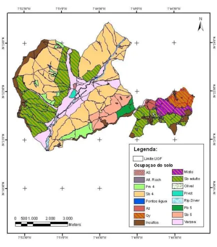 Figura 8 – Carta de ocupação do solo na UGF. 