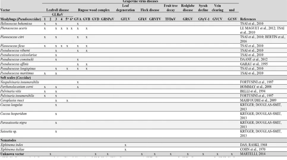 TABLE 3- Some insect and nematode vectors of the viruses reported in Brazilian vineyards.