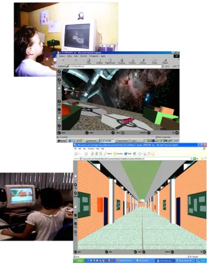 Figura 12.  Crianças interagindo com ambientes virtuais através do  computador. 