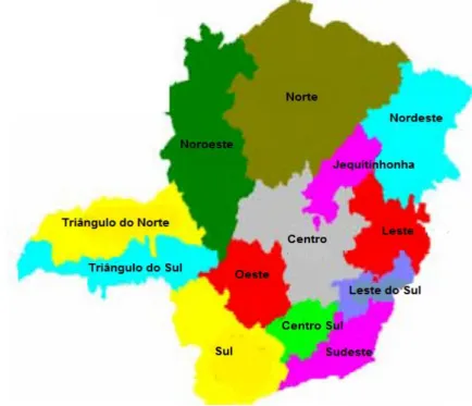 Figura 3: As 13 Macrorregiões de Saúde de Minas Gerais 