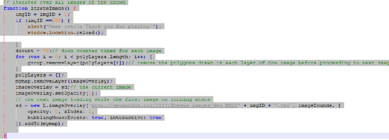 Figure 3. asynchronously JavaScript code to load the aerial images. 