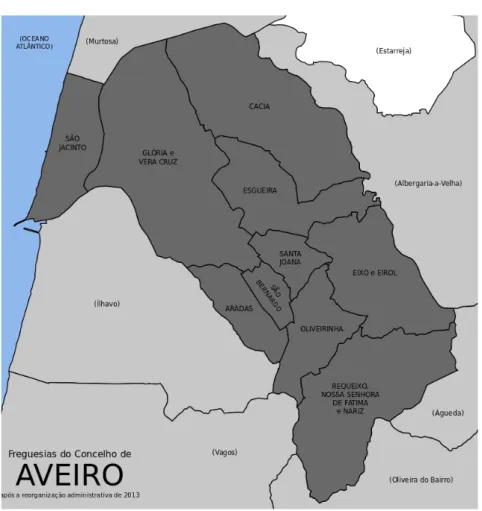 Figura 7. Mapa das freguesias do município de Aveiro 