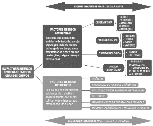 Figura 5 – Tipos de riscos profissionais. Fonte: FESETE, 2012. 