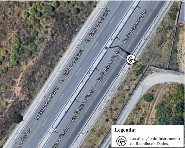 Figura 6: Localização do Instrumento de Recolha de Dados no 3.º Ponto de Observação  na Avenida Santos e Castro