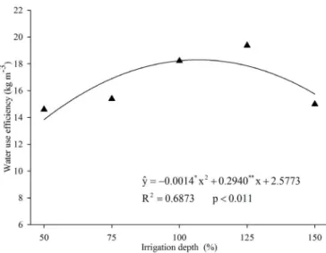 Figure 4. Water use efficiency as a function of irrigation  depths