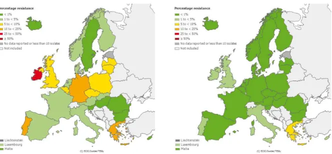 Figure  I.2.8  show  the  distribution  of  vancomycin-resistant  E.  faecium  and  vancomycin- vancomycin-resistant E