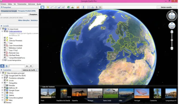 Figura 3: Ecrã inicial do Google Earth Pro 