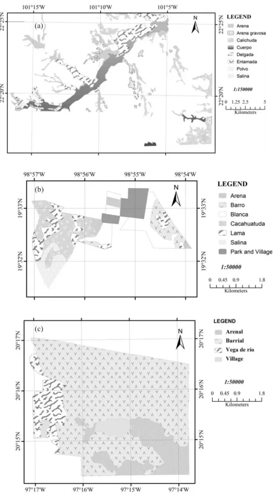 Figure 1. Maps of local soil classes; regions: arid (a), temperate (b) and tropical (c).