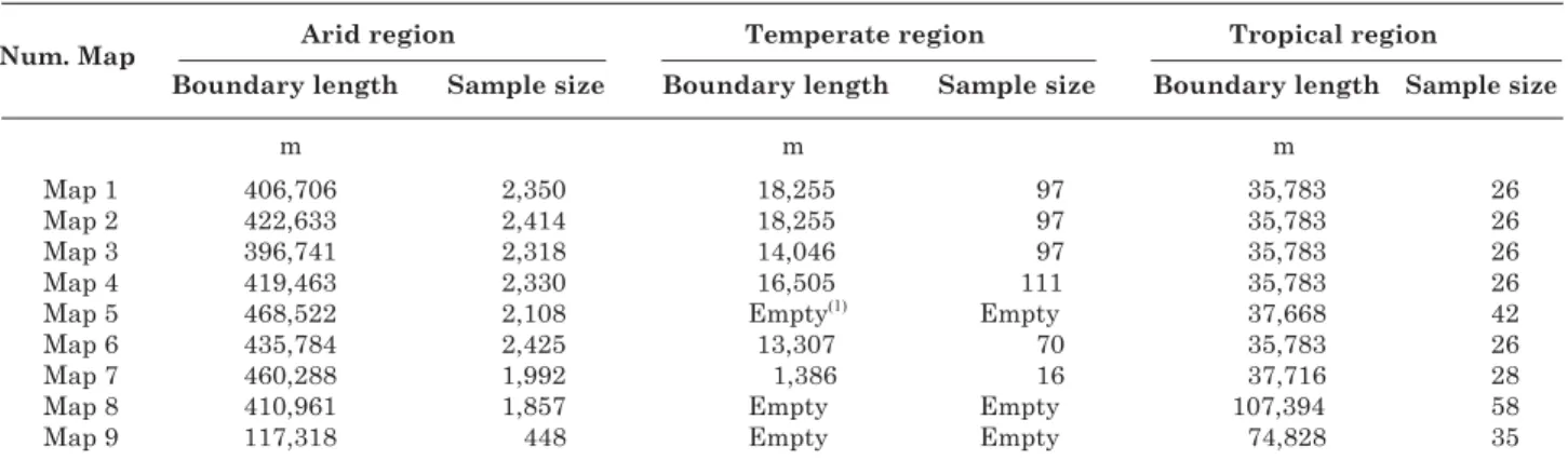 Table 3. Sample size per map type and climatic region to calculate accuracy