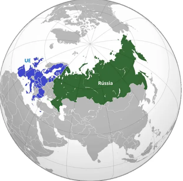 Figura A1  –  Localização da União Europeia e da Rússia. Adaptado  de FutureTrillionaire (2014)