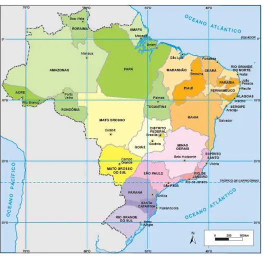 Figura 2 - Mapa do Brasil dividido por Unidades da Federação 