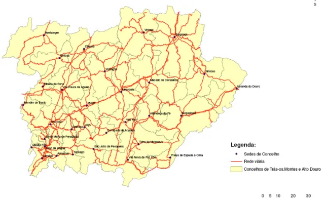 Figura 6: Região de Trás-os-Montes e Alto Douro e seus concelhos  