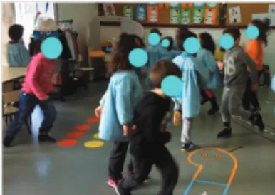 Figura 2 - Tentativa de imitação da coreografia ensinada pelas crianças da 