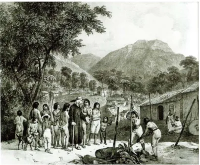 Fig. 1 – J. M. RUGENDAS, Village des Tapuyos, Graveurs V. Adam e V. Lecamus, Paris, Maison lithographique  Engelmann, 1835