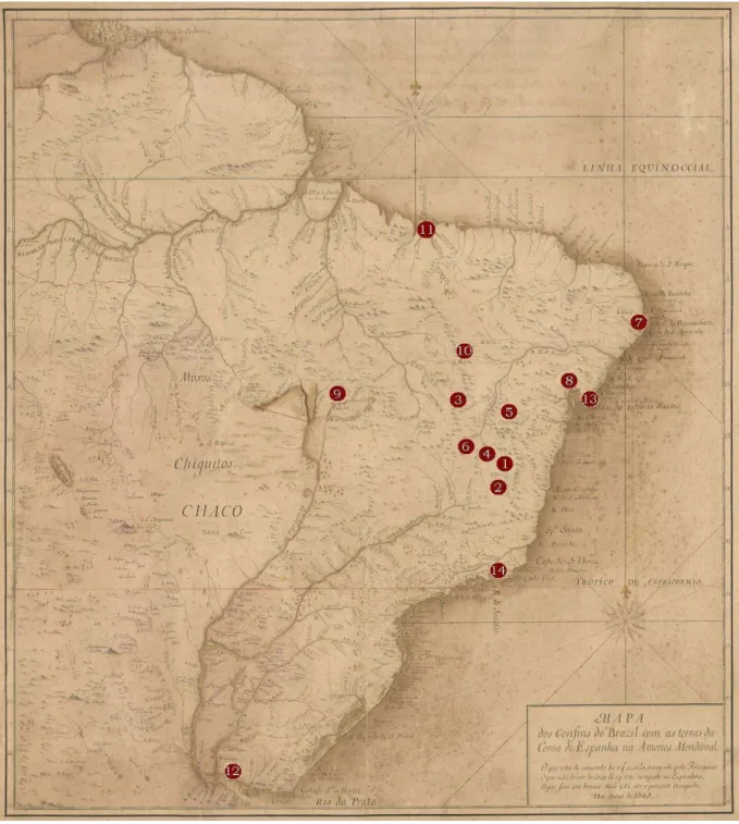 Fig. 4 - Mapa dos Confins do Brazil com as Terras da Coroa de Espanha na América Meridional, 1749