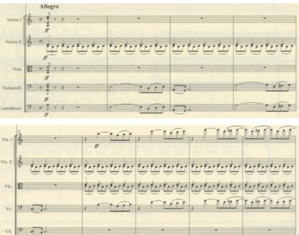 Figura 3 - Concerto para violino e orquestra, 1º andamento, compassos 14 a 18, tema 2, orquestra 