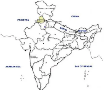 Figura 2. Lo stato del Punjab in India, luogo d’origine dei sikh. 