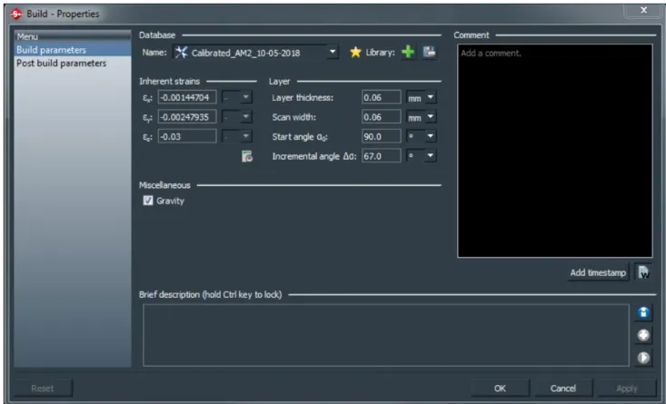 Figure 3.4 shows the pop-up window with the options that appear after clinking on the build icon